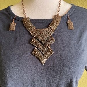 Bronze Necklace and Matching Earrings